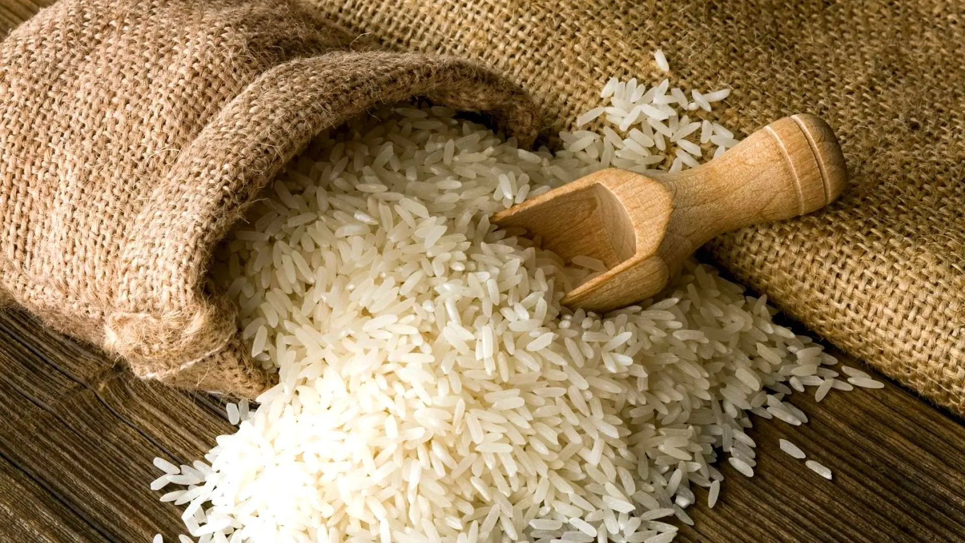 Rice in a jute sack
